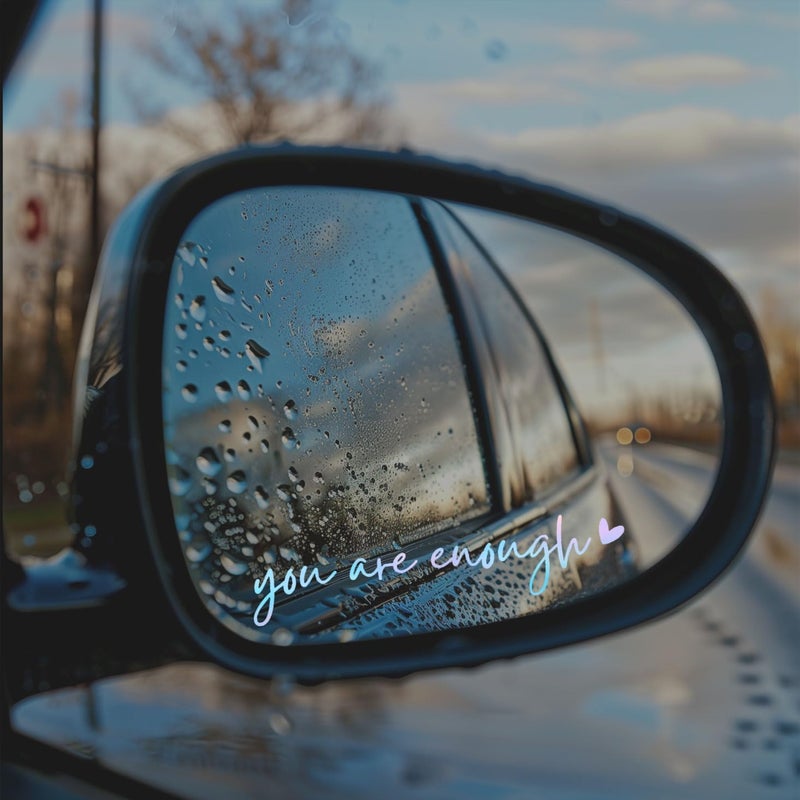 WCDHOR 2 x You are Enough Rearview Mirror Decal Water Bottle Stickers Affirmation Reminder Sticker Laptop Bumper Sticker Tumbler Vinyl Sticker Car Mirror Decal(You are Enough, Holographic Opal) - Image 3